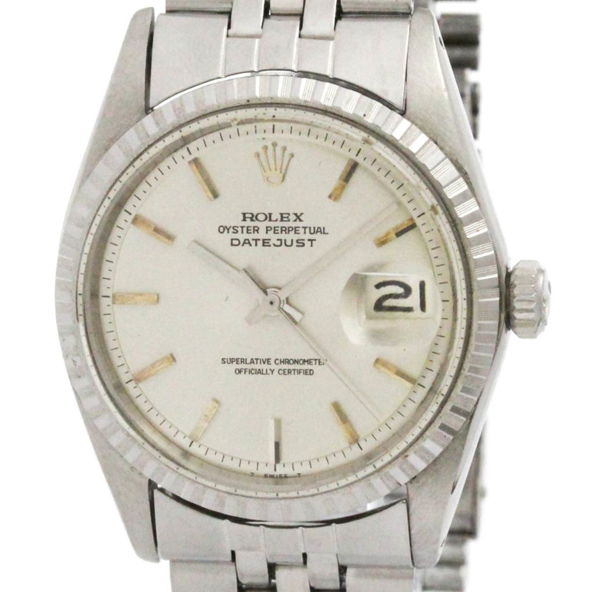 Pre-Owned ROLEX Datejust 1601 White Gold Steel Automatic Mens Watch Vintage