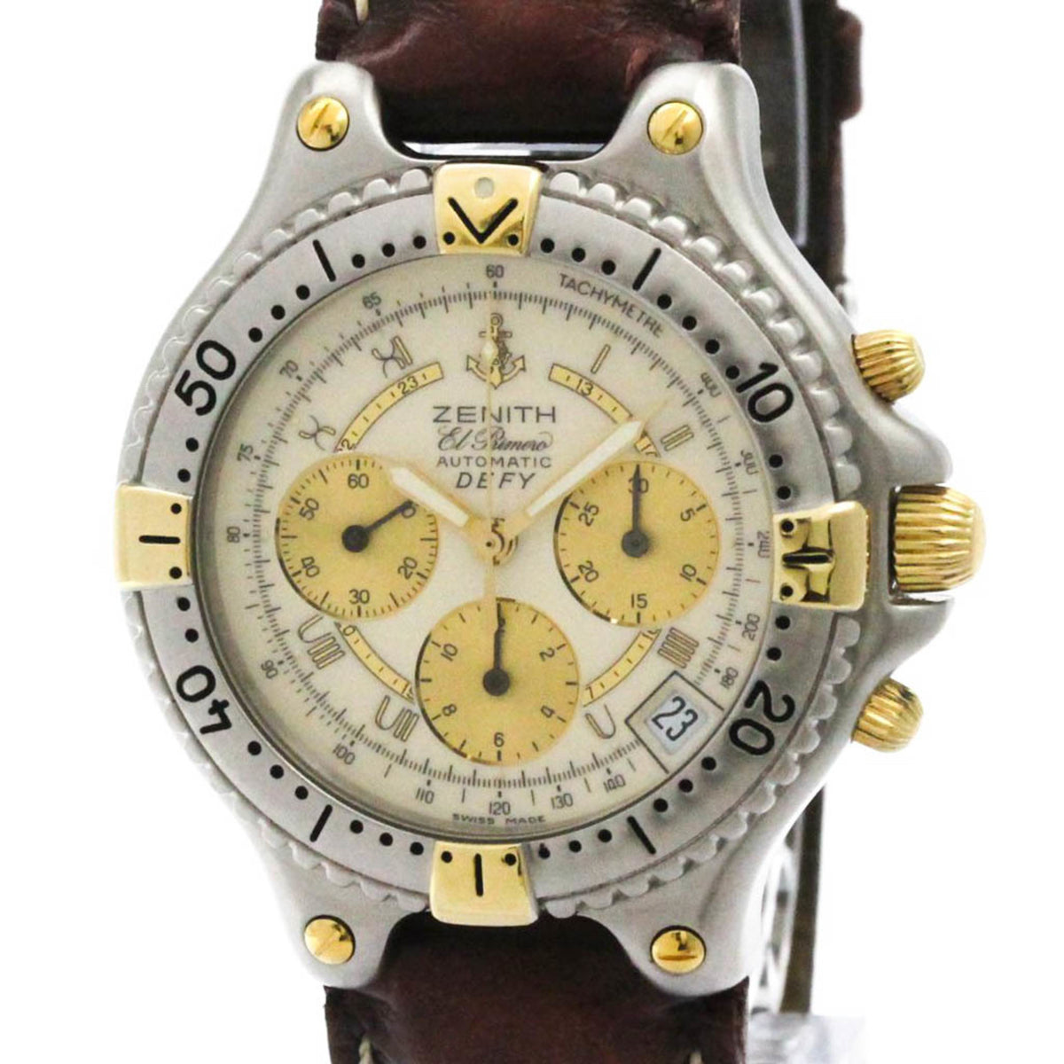 Pre-Owned ZENITH Defy El Primero Chronograph 18K Gold Steel Watch 19.2000.400 Polished