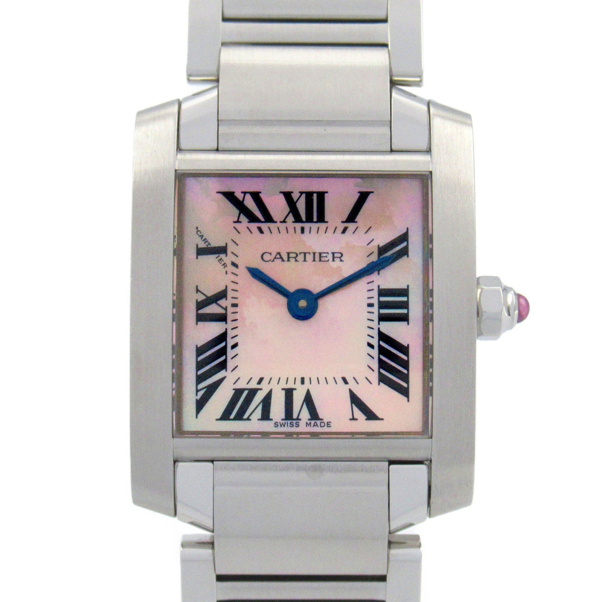 Pre-Owned CARTIER Tank Francaise SM Watch Stainless Steel Ladies Pink Shell W51028Q3