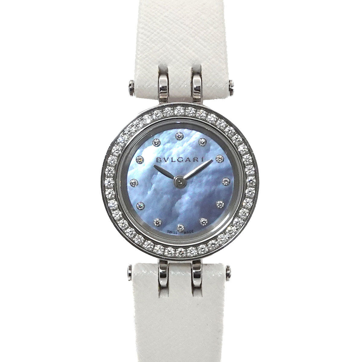 Pre-Owned BVLGARI B-zero1 BZ23S Women's Watch with Diamond Bezel, 12 Diamonds, Blue Shell, and Quartz Movement