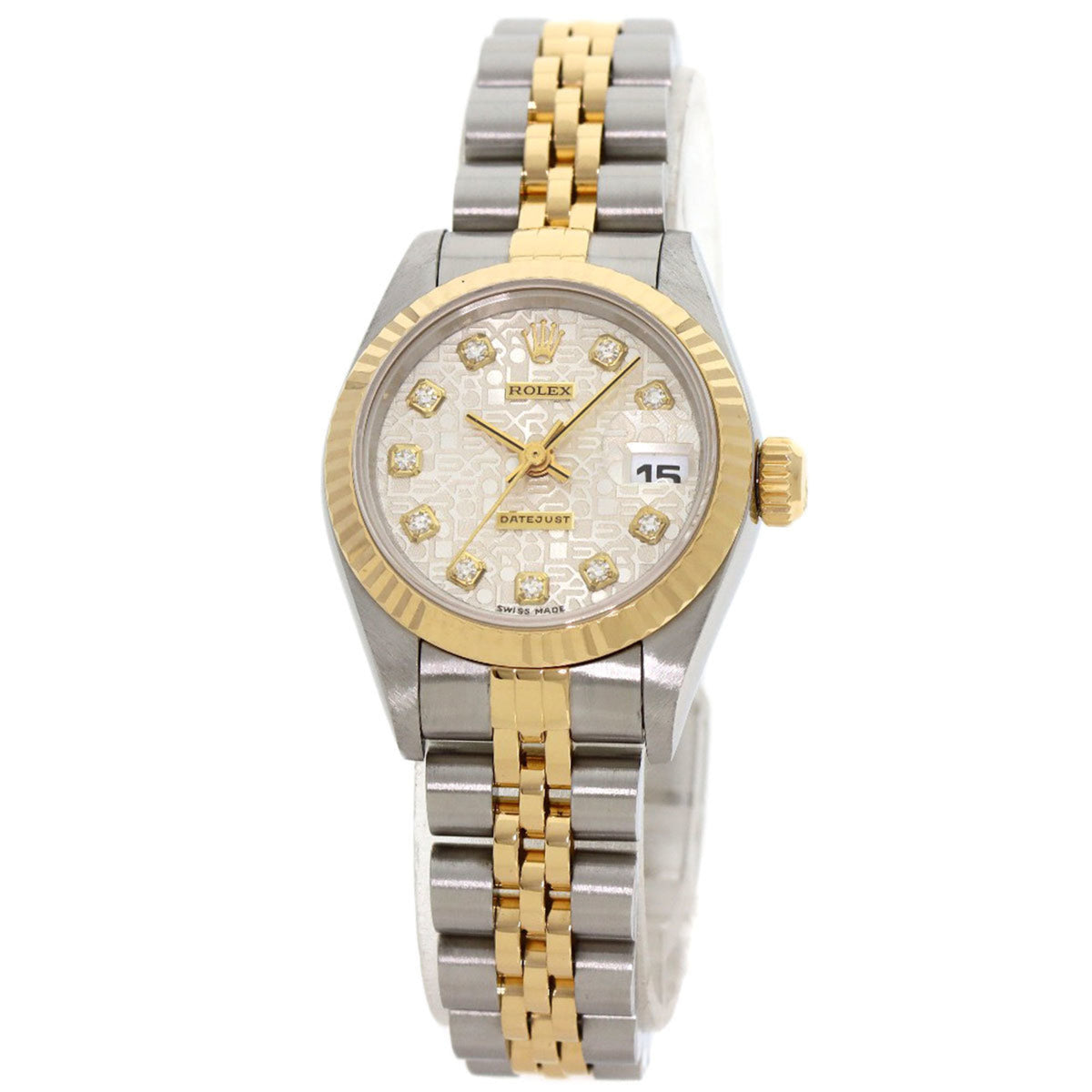 Pre-Owned Rolex 69173G Datejust 10P Diamond Watch Stainless Steel SSxK18YG Ladies ROLEX