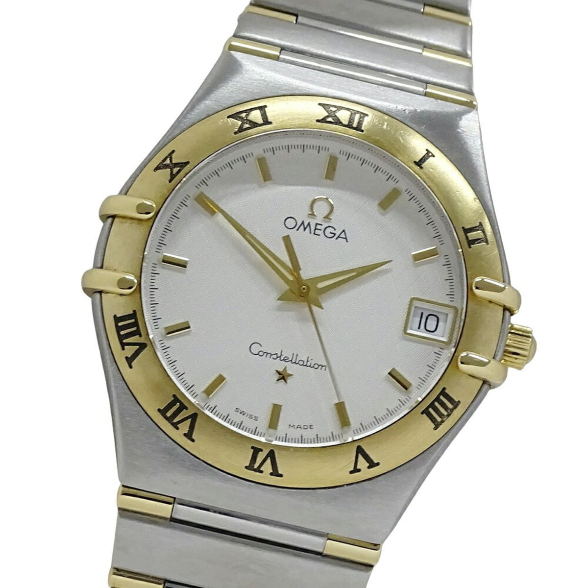 Pre-Owned OMEGA Constellation 1312.30 Watch Men's Date Quartz Stainless Steel SS Gold YG Combi Half Bar Polished