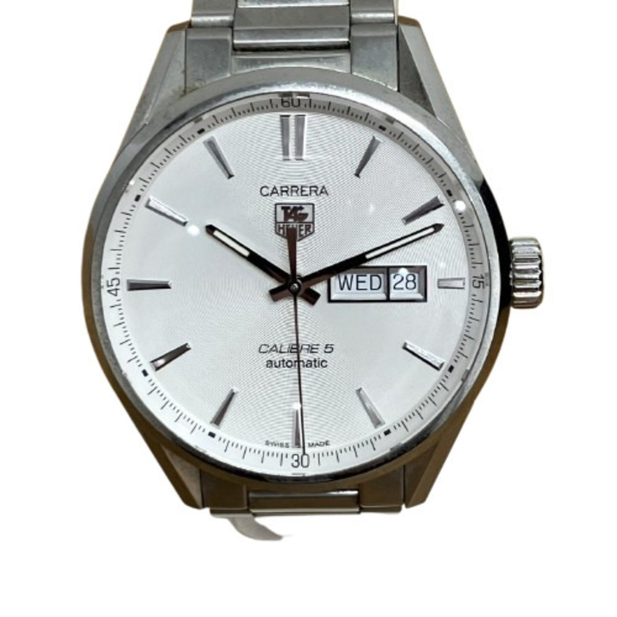 Pre-Owned TAG HEUER WAR201B.BA0723 Carrera Watch White Dial SS