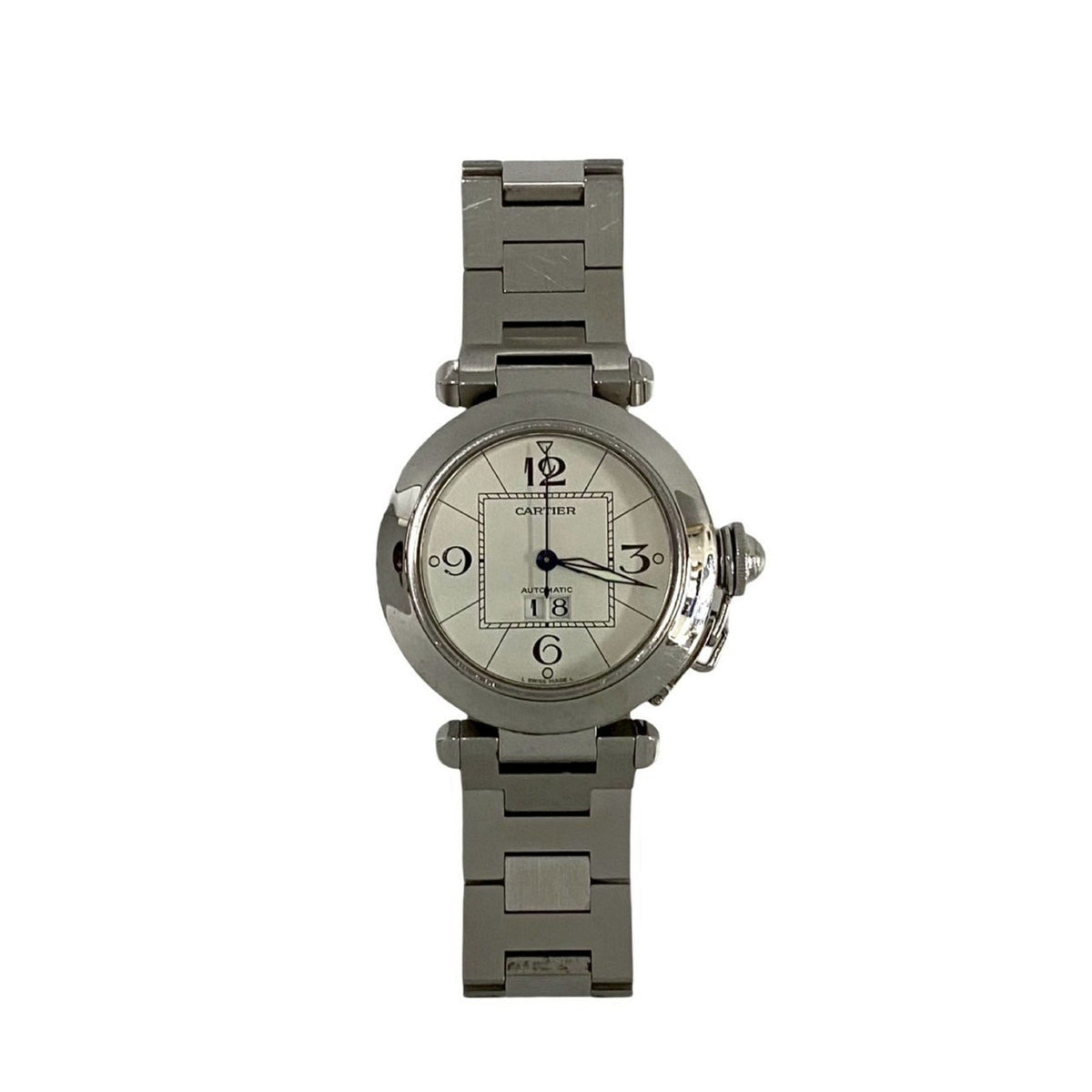Pre-Owned CARTIER Pasha C Stainless Steel Automatic Watch, Men's Accessory, Silver/White, 41154