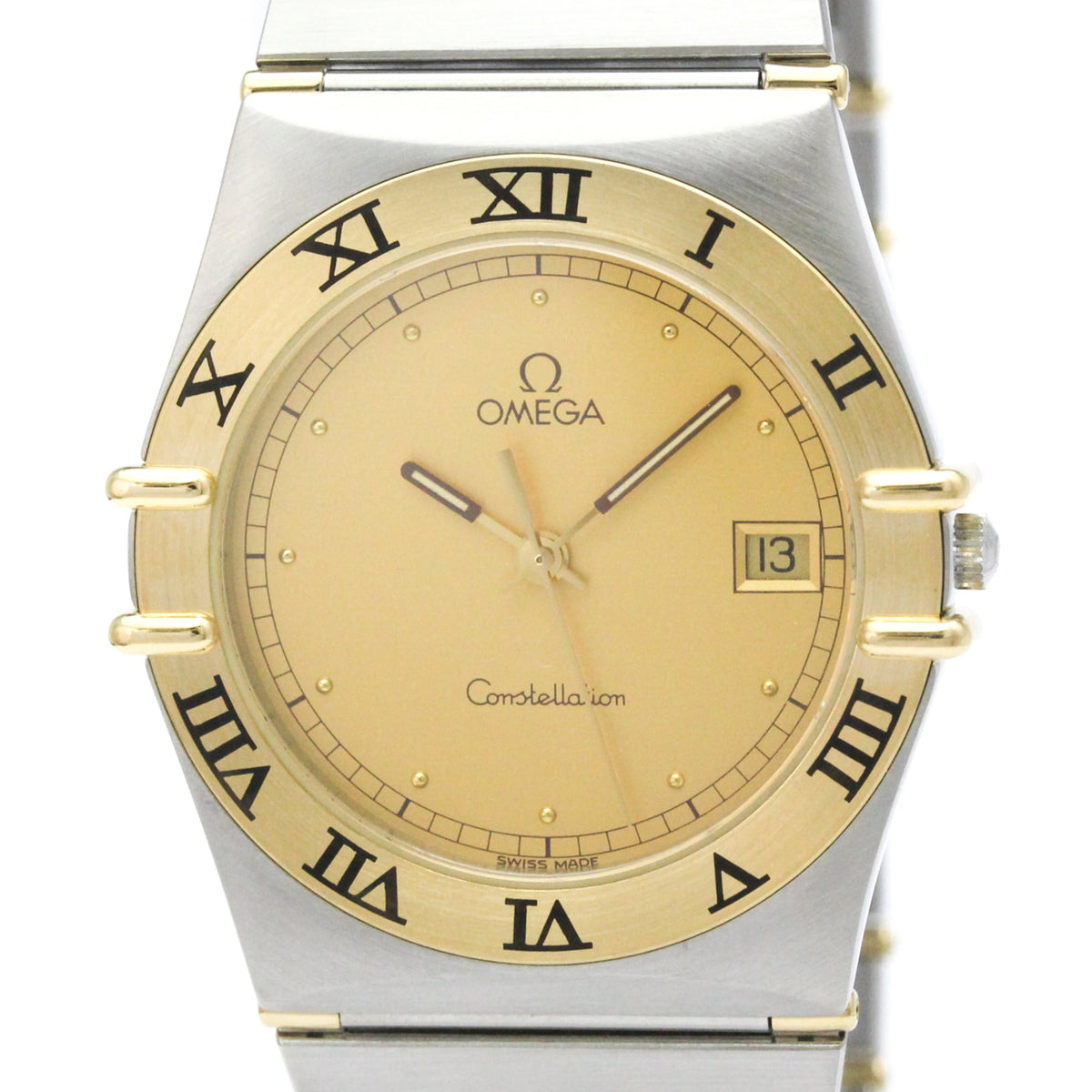Pre-Owned OMEGA Constellation 18K Gold Steel Quartz Mens Watch 396.1070 Polished