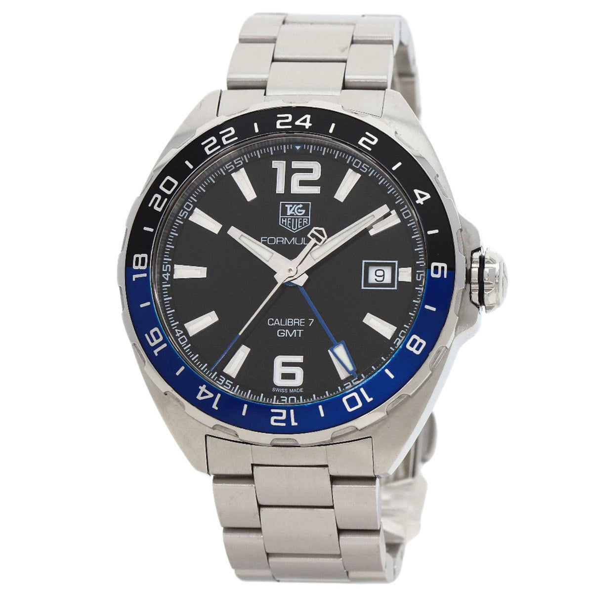 Pre-Owned TAG Heuer WAZ211A Formula 1 Calibre 7 GMT Watch Stainless Steel SS Men's HEUER