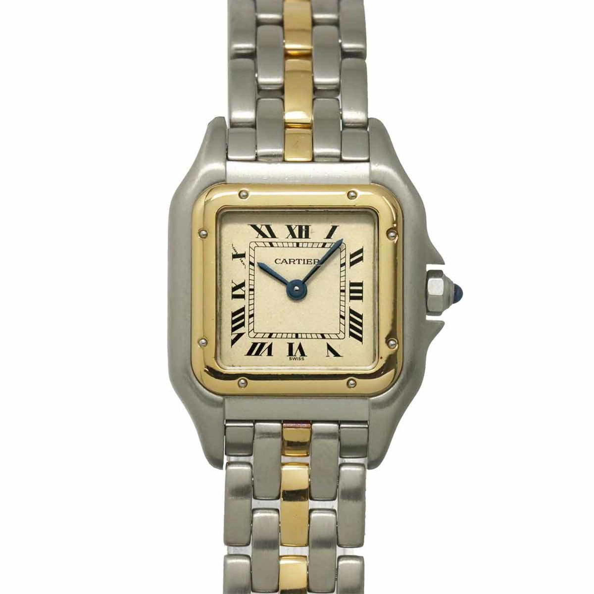 Pre-Owned Cartier Panthere 1-Row Small Watch W25029B5, Two-tone Women's Watch, Ivory/YG Yellow Gold Quartz Movement