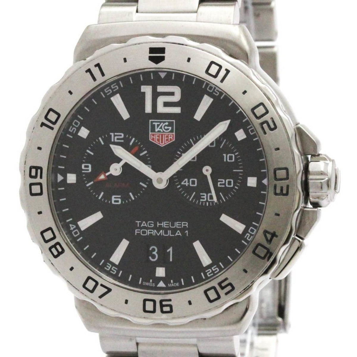 Pre-Owned TAG HEUER Formula 1 Grand Date Alarm Steel Mens Watch WAU111A