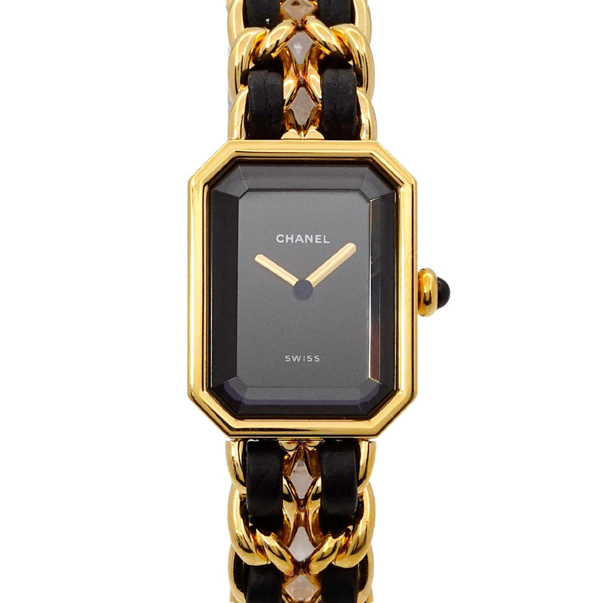 Gebrauchte CHANEL Premiere S Größe H0001 Damenuhr Schwarz Gold Quarz 