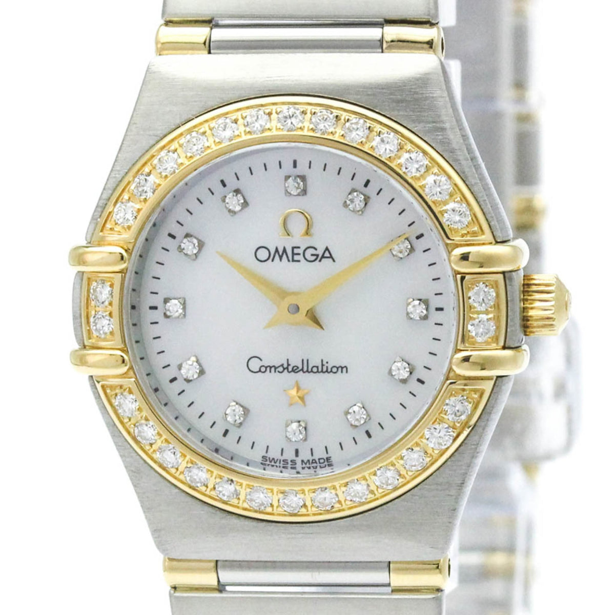 Pre-Owned OMEGA Constellation Diamond MOP 18K Gold Steel Watch 1267.75 Polished