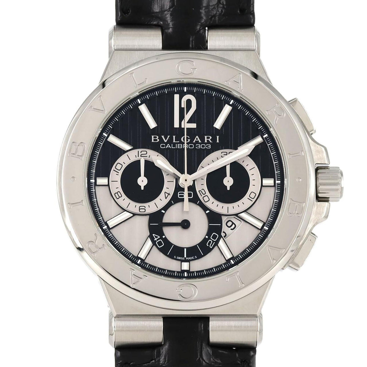 Pre-Owned Bulgari Diagono Calibro 303 DG42SCH DG42BSLDCH Stainless Steel Automatic Watch