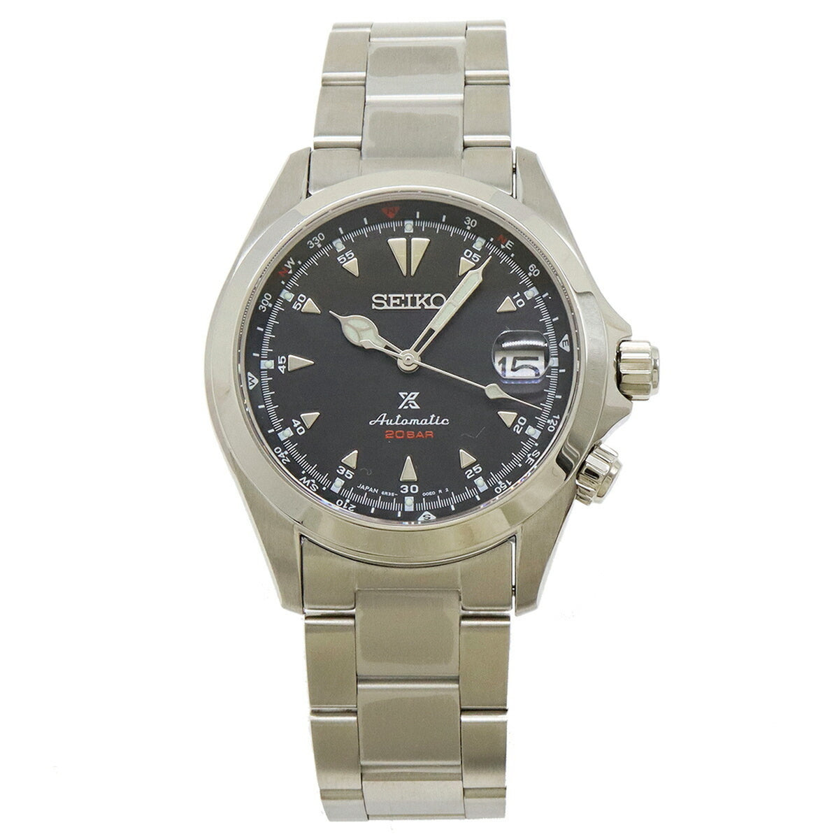 Montre automatique SEIKO PROSPEX Alpinist pour homme, cadran noir, modèle AT, d'occasion, 6R35-00E0, SBDC087 