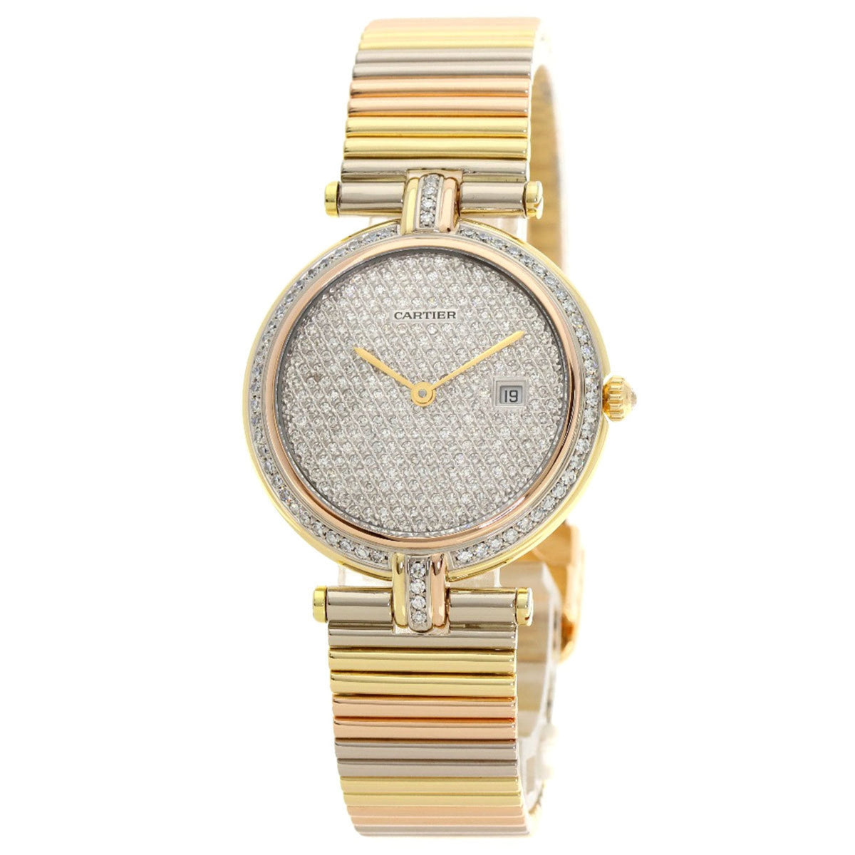Pre-Owned Cartier VLC Louis Vend?me LM Diamond Watch, 18K Yellow Gold/18K Three-Tone Diamond, Women's