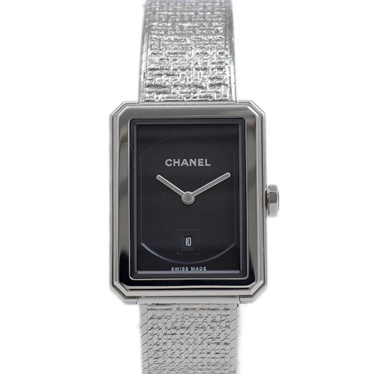Pre-Owned Chanel Boyfriend Tweed Stainless Steel Quartz Women's H4876