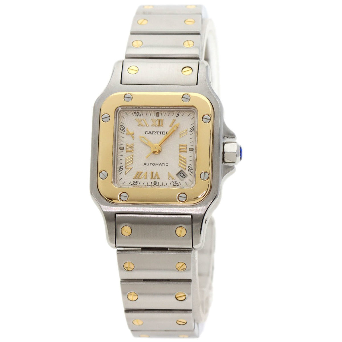 Montre Cartier Santos Galbe SM d'occasion pour femme, modèle W20045C4, en acier inoxydable SS 18KYG. 