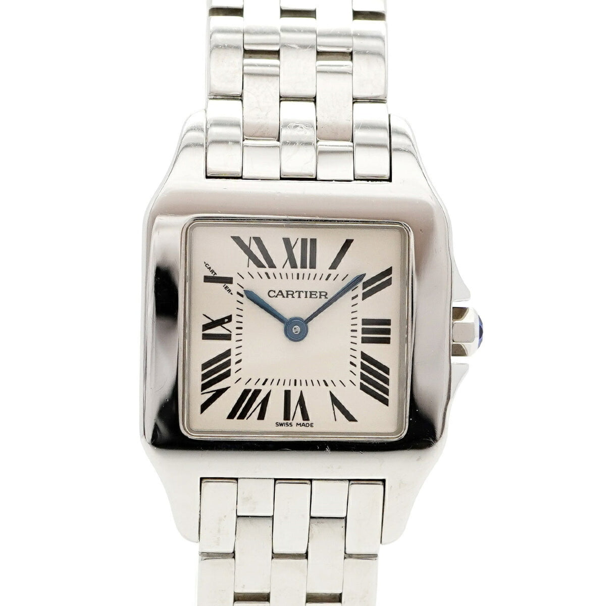 Pre-Owned Cartier Santos Demoiselle LM W25065Z5 White Dial Watch for Men and Women