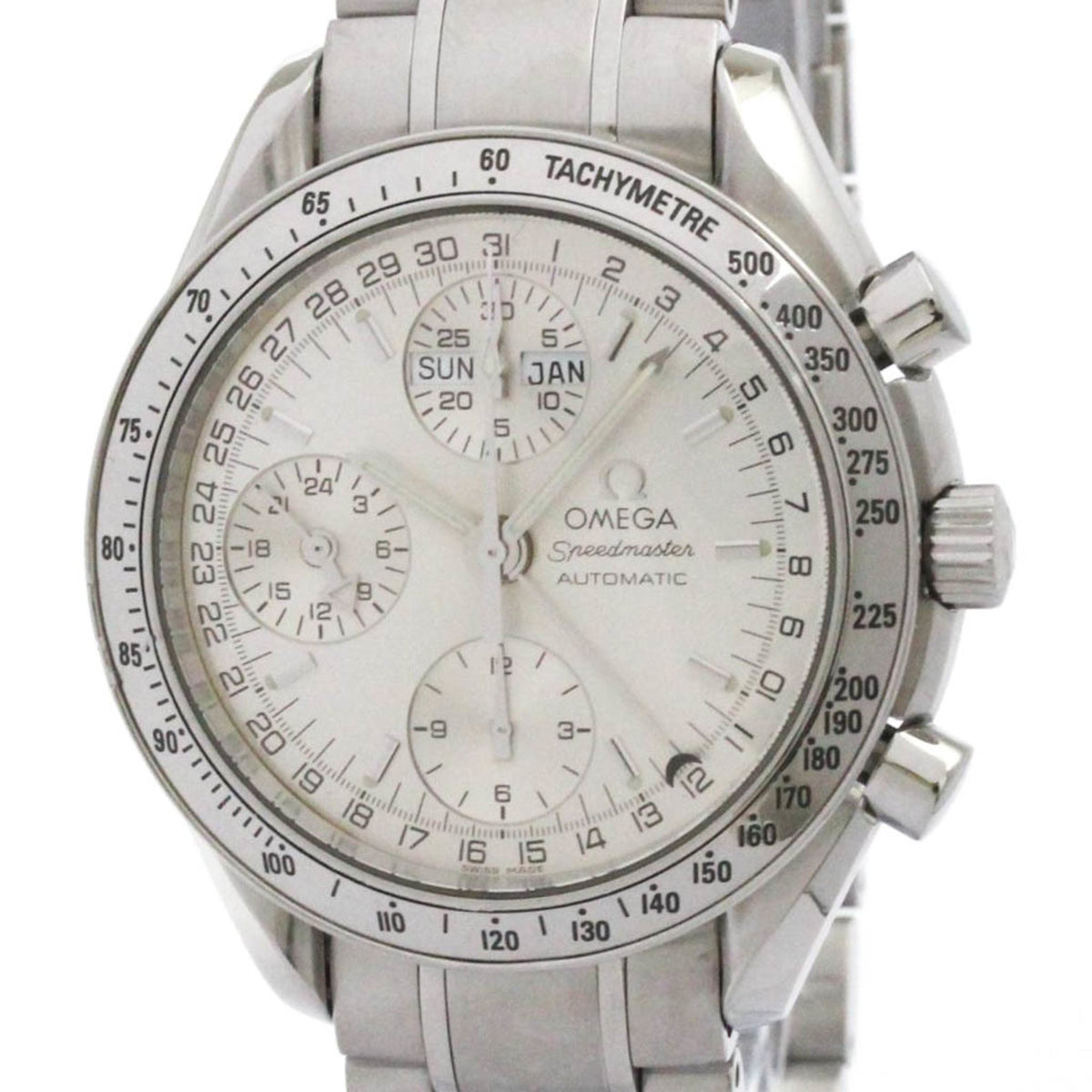 Pre-Owned OMEGA Speedmaster Triple Date Steel Automatic Watch 3523.30 Polished