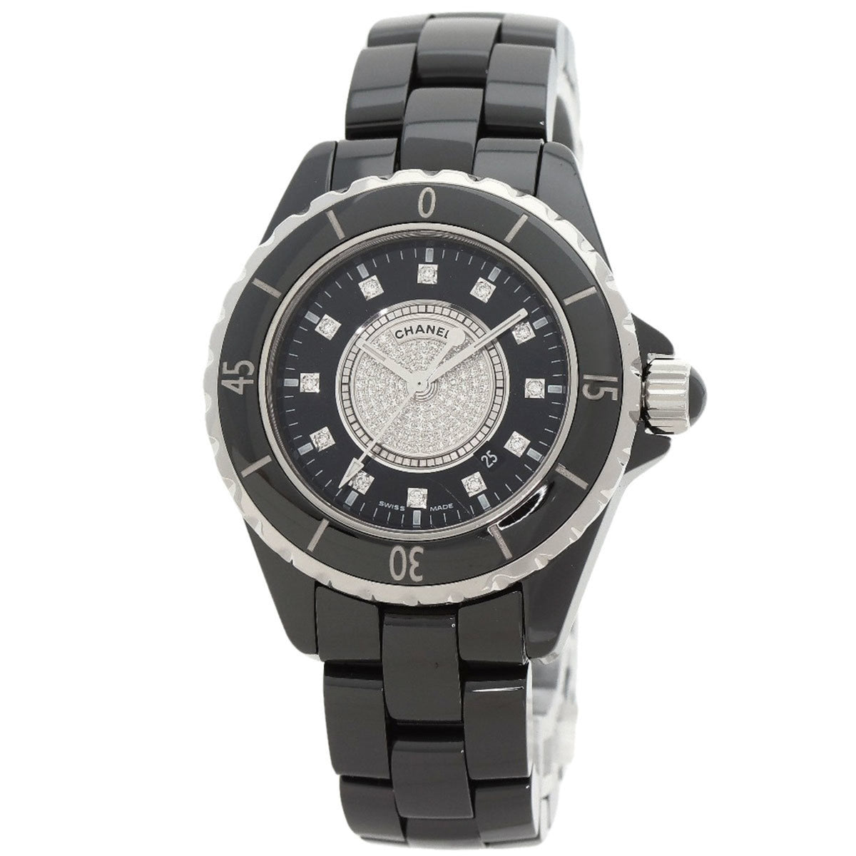 Pre-Owned CHANEL H2122 J12 33mm Center Diamond Ceramic/Ceramic Women's Watch