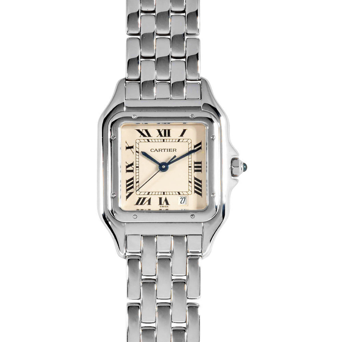 Pre-Owned Cartier Panthere SM Watch Quartz Ivory Dial Solid Gold 18KWG White 109.6g Ladies