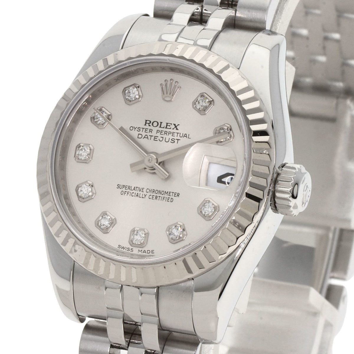 Pre-Owned Rolex 179174G Datejust 10P Diamond Watch Stainless Steel SS K18WG Ladies ROLEX