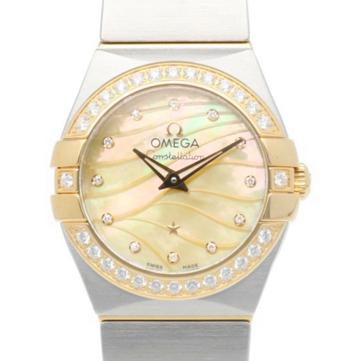 Pre-Owned OMEGA Constellation Plume Watch Stainless Steel 12325246057001 Quartz Ladies Mother of Pearl Diamond