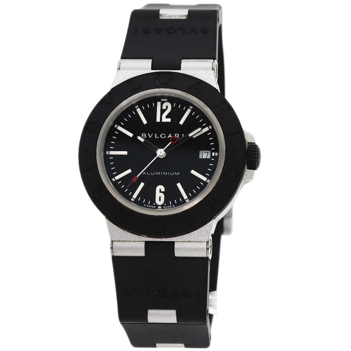 Pre-Owned BVLGARI BB40AT Alum Date Watch Rubber Men's