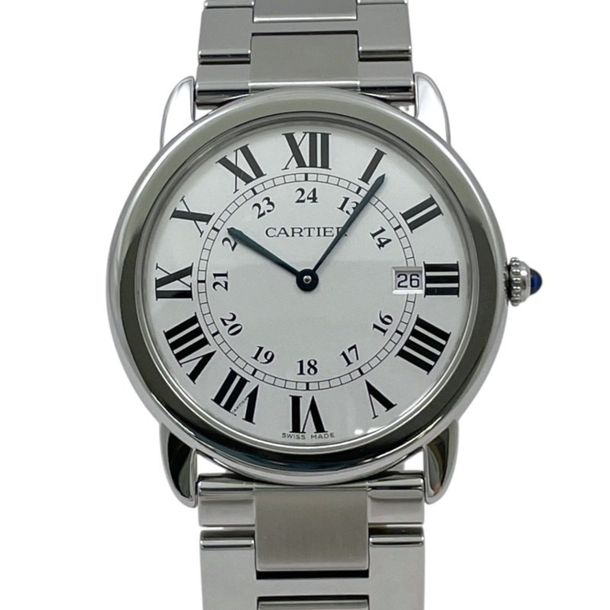 Pre-Owned CARTIER Rondo Solo LM W6701005 Stainless Steel Watch for Men and Women, Quartz Movement