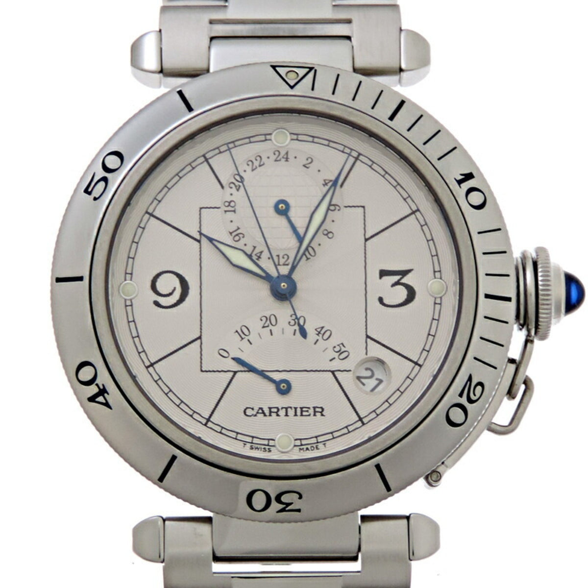 Montre Cartier Pasha 38 mm d'occasion pour homme avec réserve de marche W31037H3 