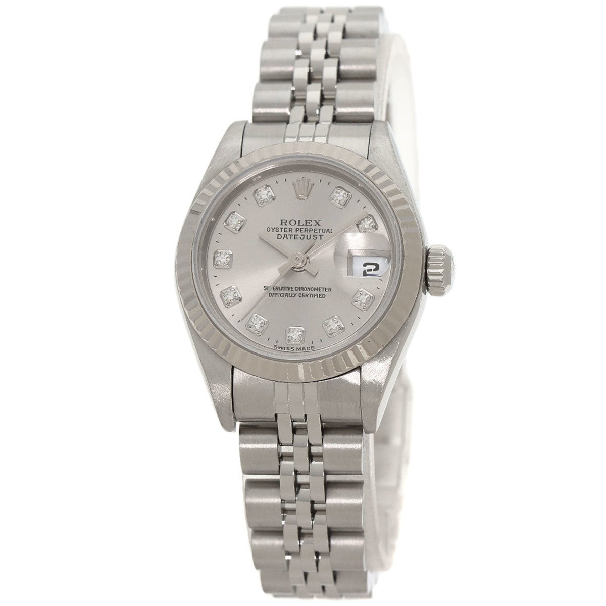 Montre Rolex Datejust 10P d'occasion en acier inoxydable SS K18WG pour femme. 