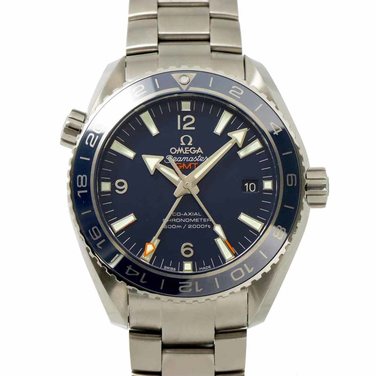 Pre-Owned OMEGA Seamaster Co-Axial Planet Ocean GMT 232 90 44 22 03 001 Men's Watch with Date, Blue, Automatic