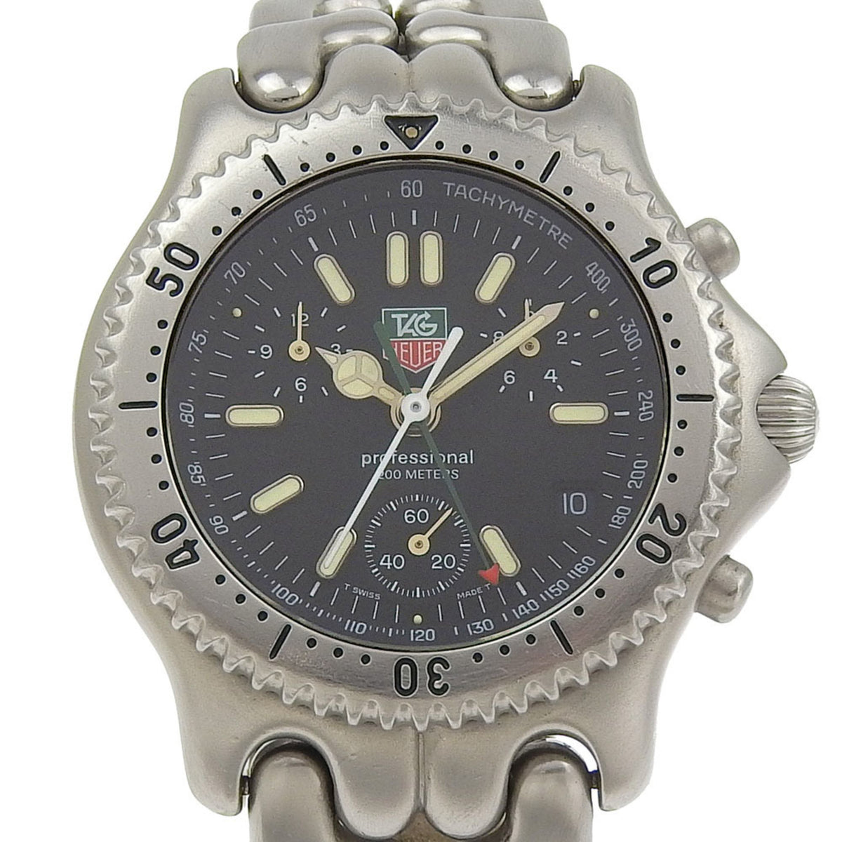 Pre-Owned TAG HEUER Cell Series Watch Professional 200M S39.306 Stainless Steel Quartz Multi-Hand Analog Display Black Dial Boys