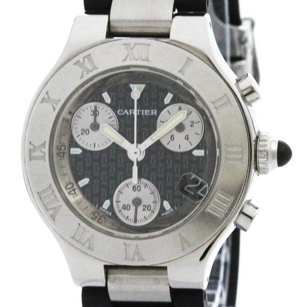Pre-Owned Polished CARTIER Must 21 Chronoscaph Steel Quartz Ladies Watch W10198U2