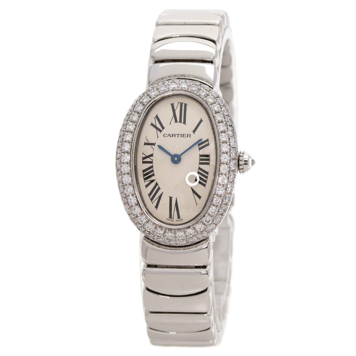 Pre-Owned Cartier WB5097W2 Baignoire Diamond Bezel Watch, 18K White Gold/18KWG/Diamond, Women's