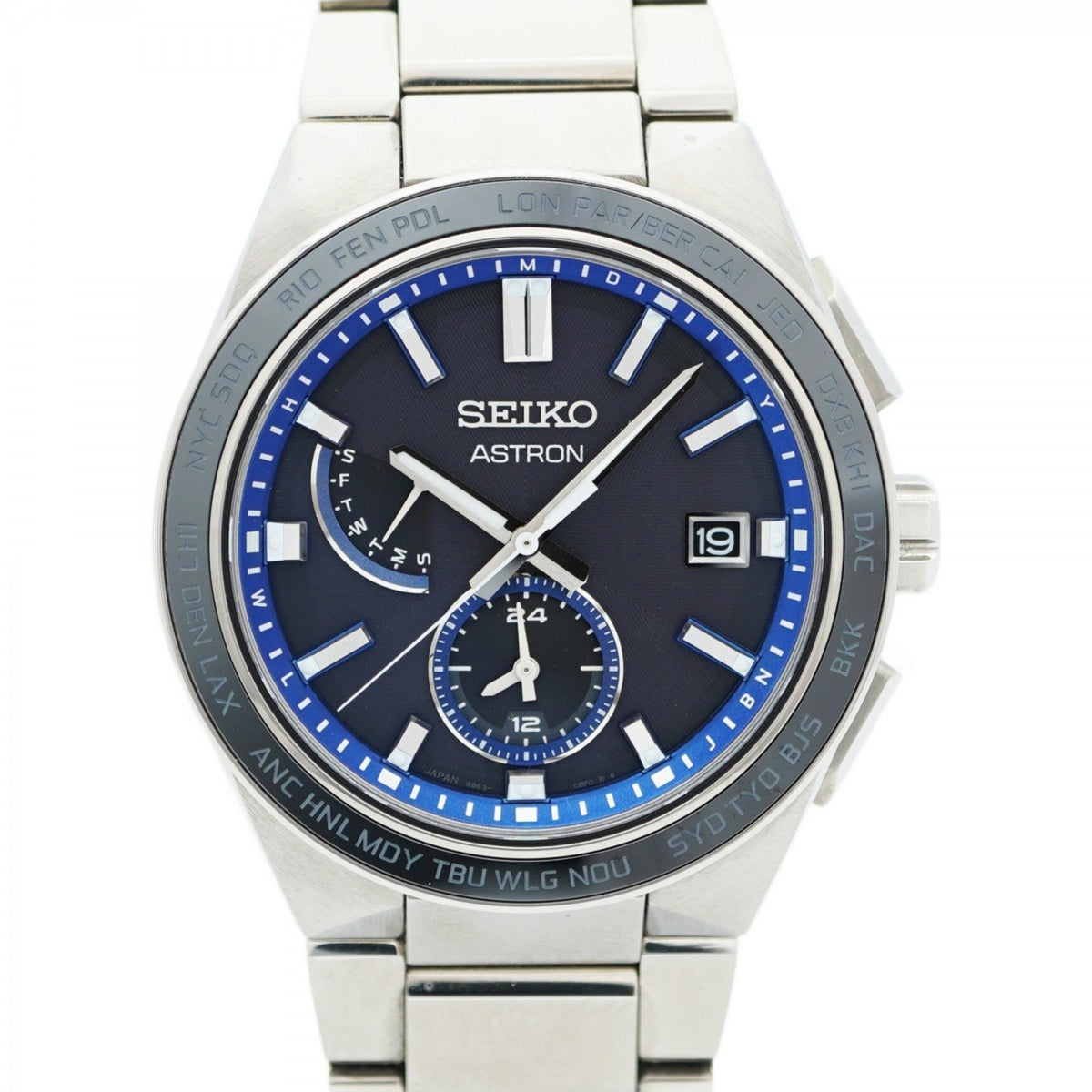 Pre-Owned Seiko Astron 8B63-0BD0 Black Dial Men's Watch
