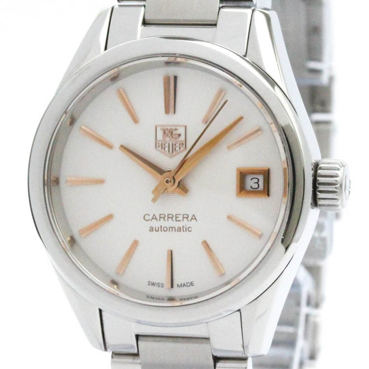 Pre-Owned Polished TAG HEUER Carrera Steel Automatic Mens Watch WAR24XX-CS BF576170