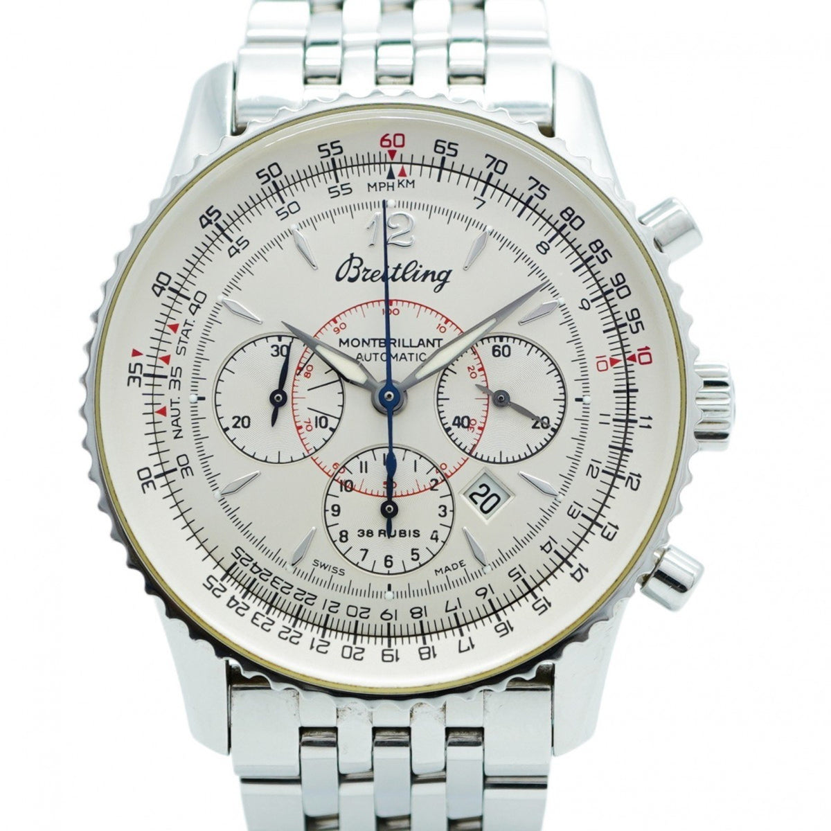 Montre homme Breitling Navitimer Montbrillant 1330 d'occasion à cadran argenté 