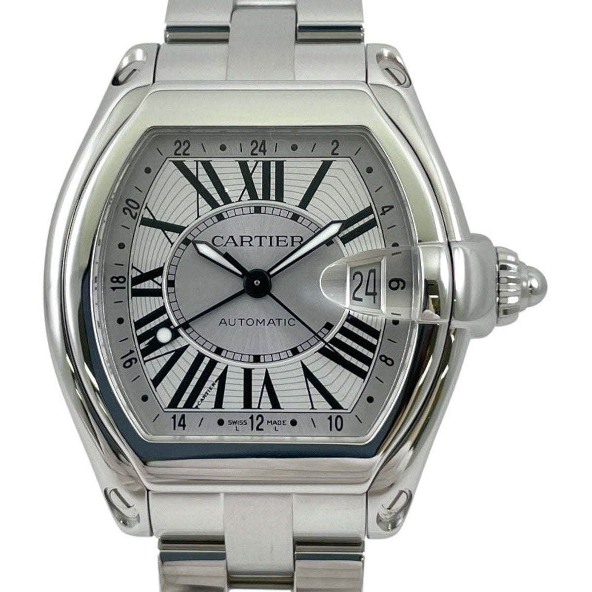 Pre-Owned CARTIER Roadster GMT W62032X6 Men's Stainless Steel Automatic Watch