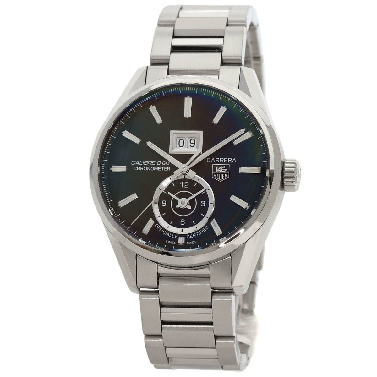 Pre-Owned TAG Heuer WAR5010 Carrera Grand Date GMT Watch Stainless Steel SS Men's HEUER