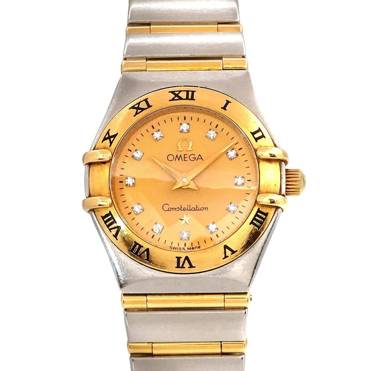 Pre-Owned OMEGA Constellation Mini Combi 1262 15 Ladies Watch 12P Diamond Gold YG Quartz