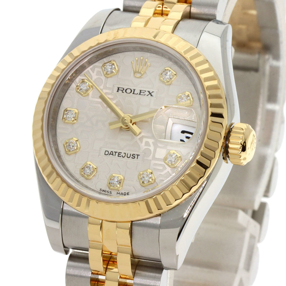 Pre-Owned Rolex 179173G Datejust 10P Diamond Watch Stainless Steel SSxK18YG Ladies ROLEX