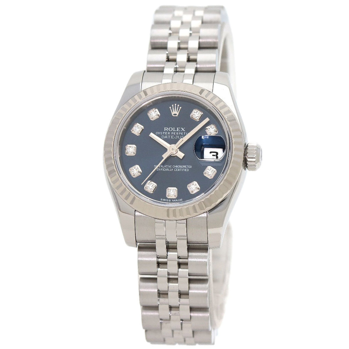 Pre-Owned Rolex 179174G Datejust 10P Diamond Watch Stainless Steel SS K18WG Ladies ROLEX