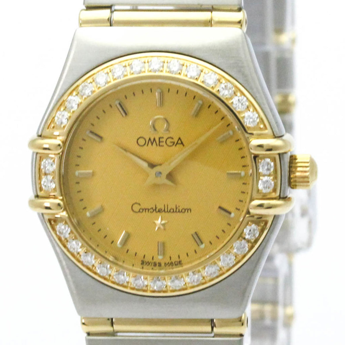 Pre-Owned OMEGA Constellation Diamond 18K Gold Steel Watch 1267.10 Polished