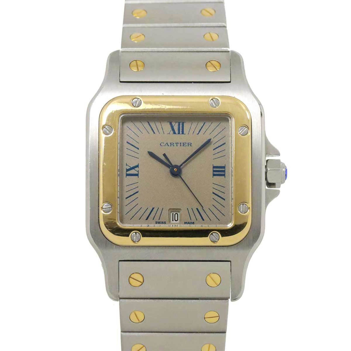 Montre homme Cartier Santos Galbe LM Combi W20023C4 d'occasion, date, grise, or jaune, quartz 