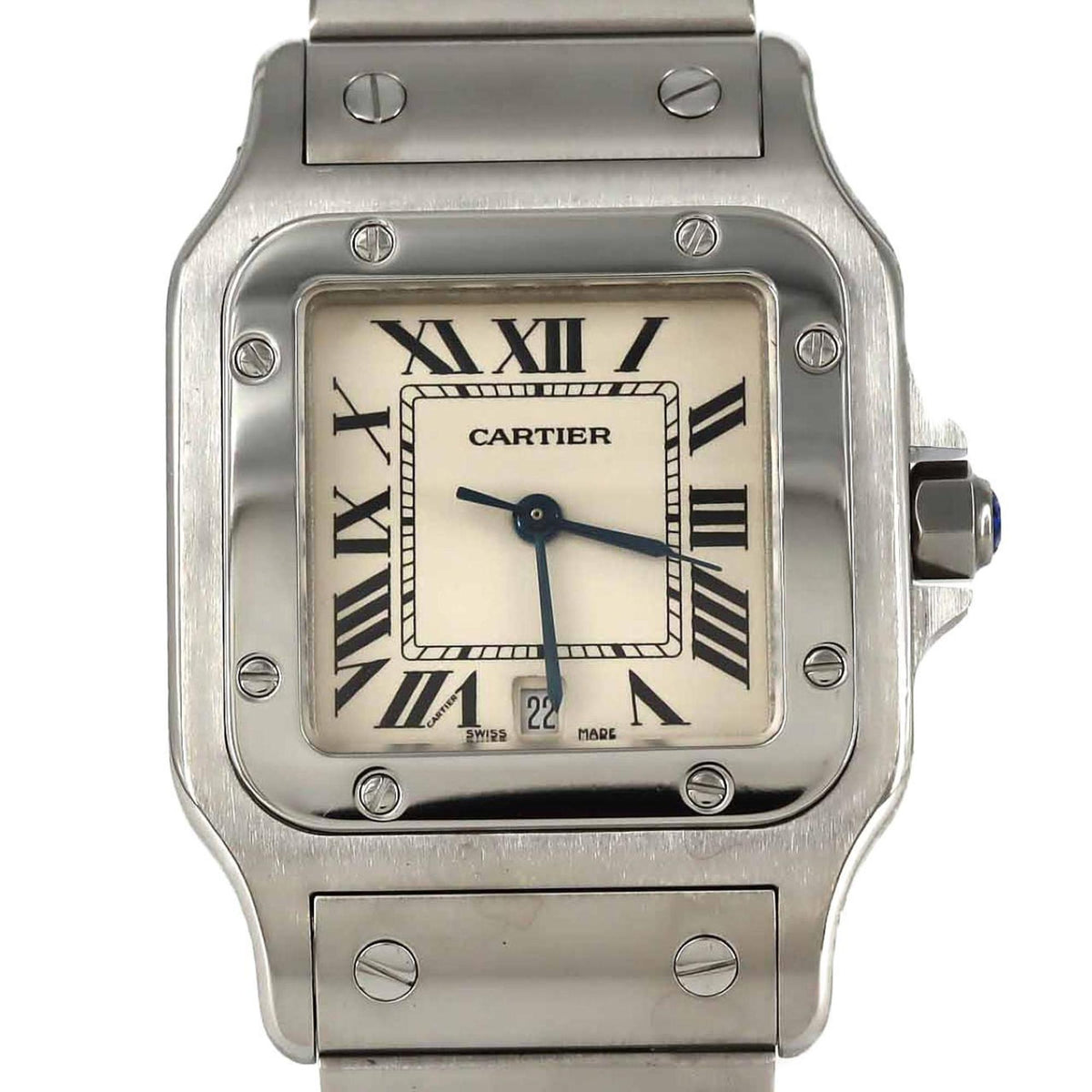 Pre-Owned Cartier Santos Galbe LM W20060D6 Stainless Steel Quartz Watch