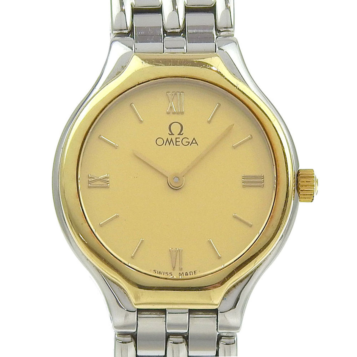 Pre-Owned OMEGA De Ville 4360 13 Gold Dial SS/K18YG Quartz Battery Approx. 23mm Ladies Watch