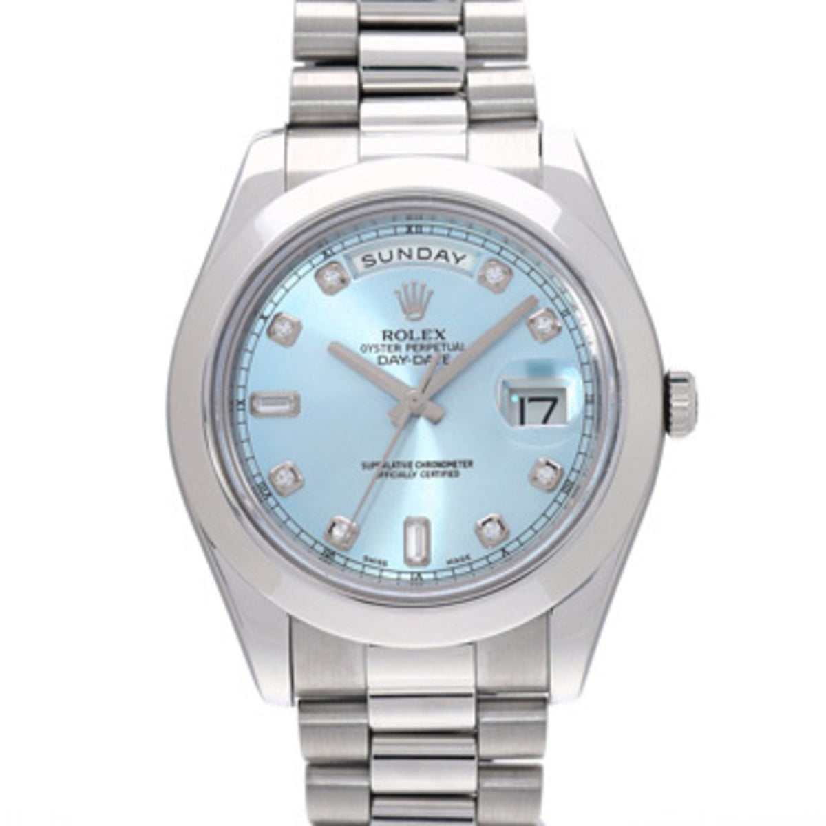Pre-Owned Rolex Day-Date II 218206 Random Serial Number Ice Blue/Diamond Men's Watch Automatic