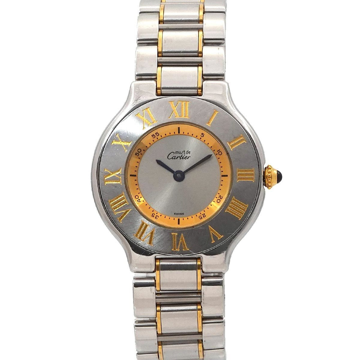 Pre-Owned Cartier Must 21 Vantianne Two-tone Watch W10072R6 Boys' Silver Quartz