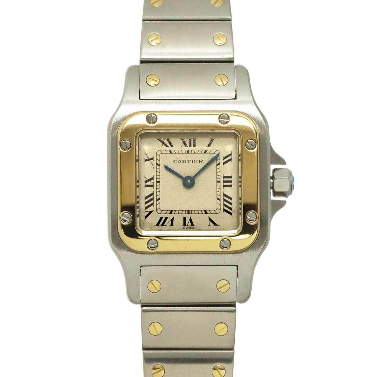 Pre-Owned Cartier Santos Galbee SM W20012C4 Two-Tone Ladies' Watch, Ivory & 18K Yellow Gold, Quartz Watch