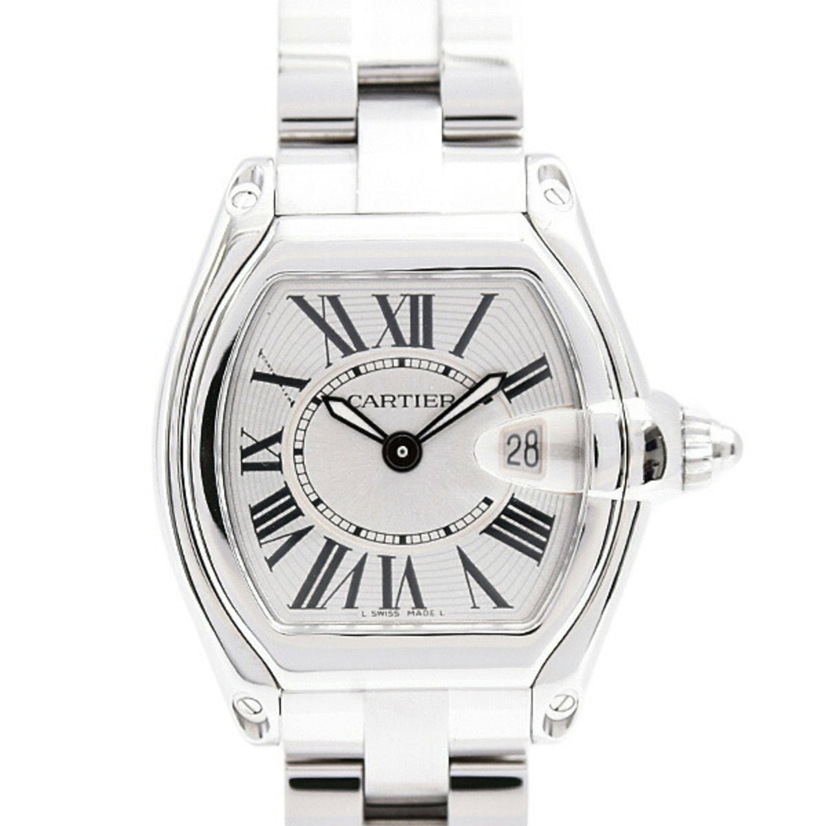 Pre-Owned Cartier Women's Roadster SM Battery-Operated Watch with Silver Dial and Stainless Steel (W62016V3)