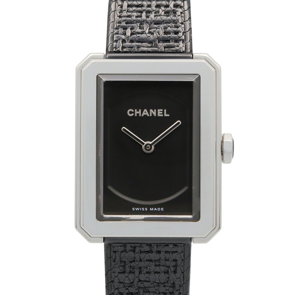Pre-Owned Chanel Boyfriend Tweed Watch, Stainless Steel, Women's, Black, H5317